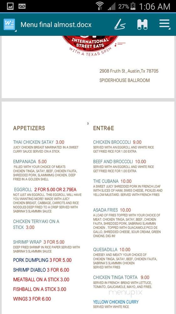 The Mix-up - Austin, TX menu_pic