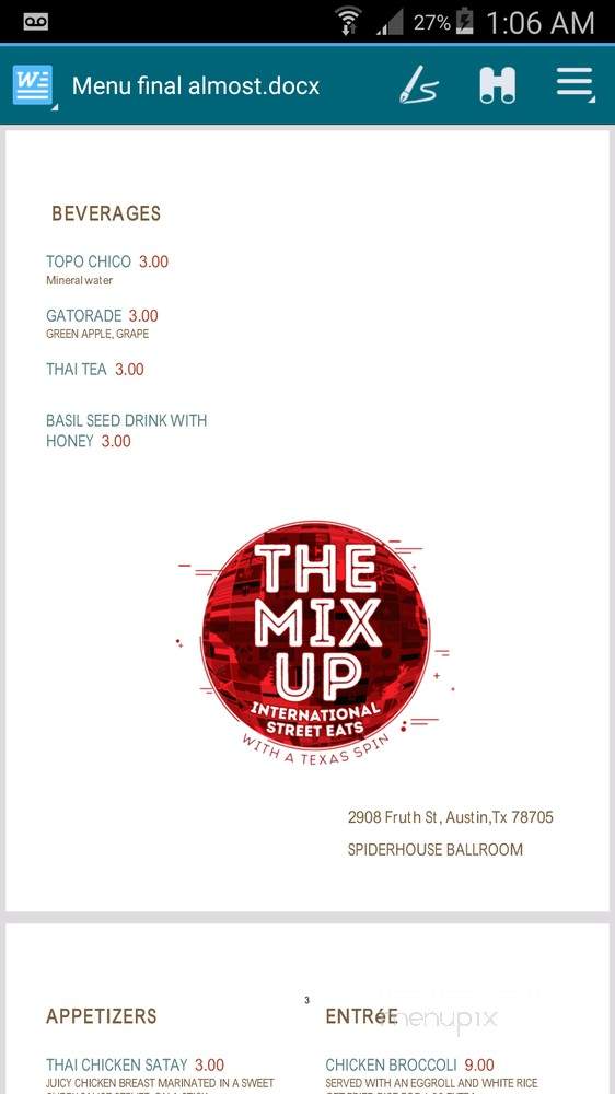 The Mix-up - Austin, TX menu_pic
