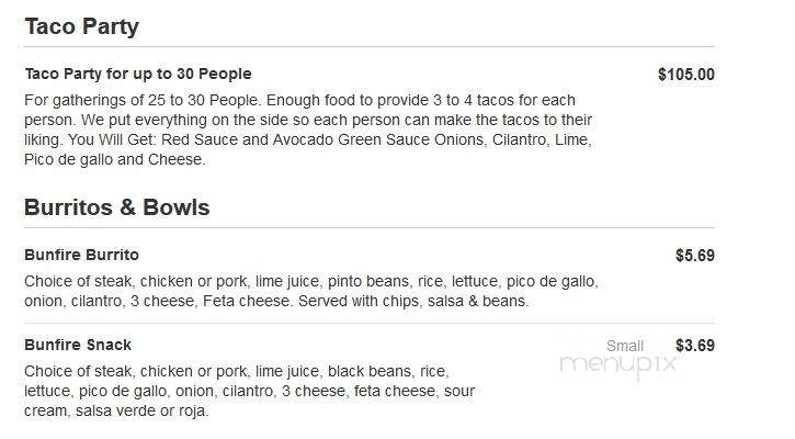 Bunfire - Fort Myers, FL menu_pic