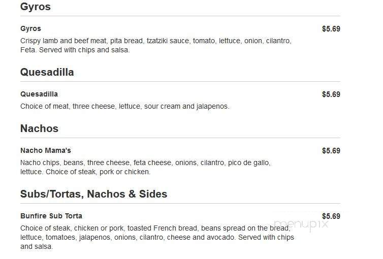 Bunfire - Fort Myers, FL menu_pic