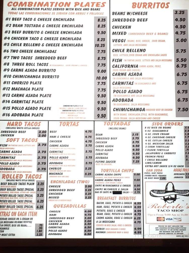 Roberto's Taco Shop Hillcrest - San Diego, CA menu_pic