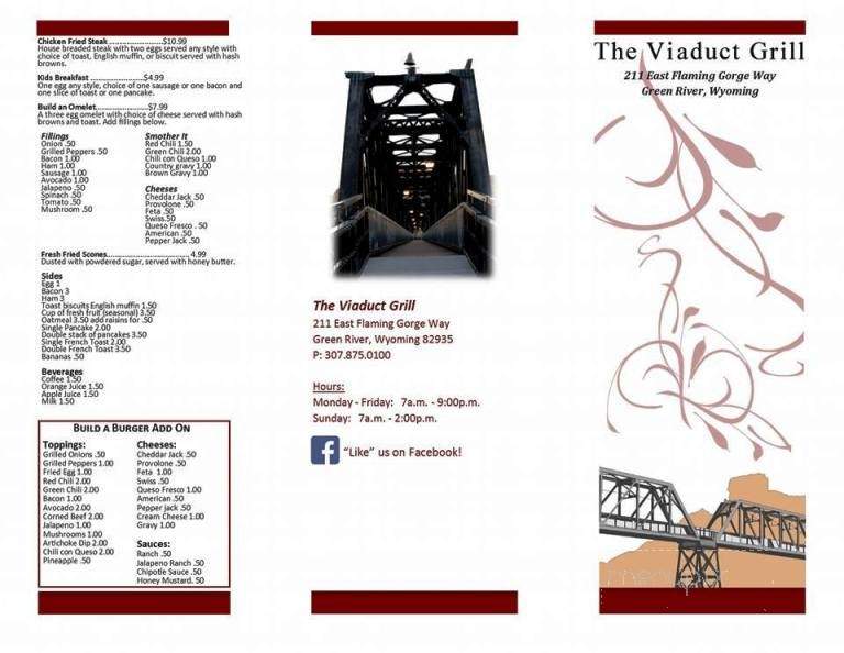 The Viaduct Grill - Green River, WY menu_pic