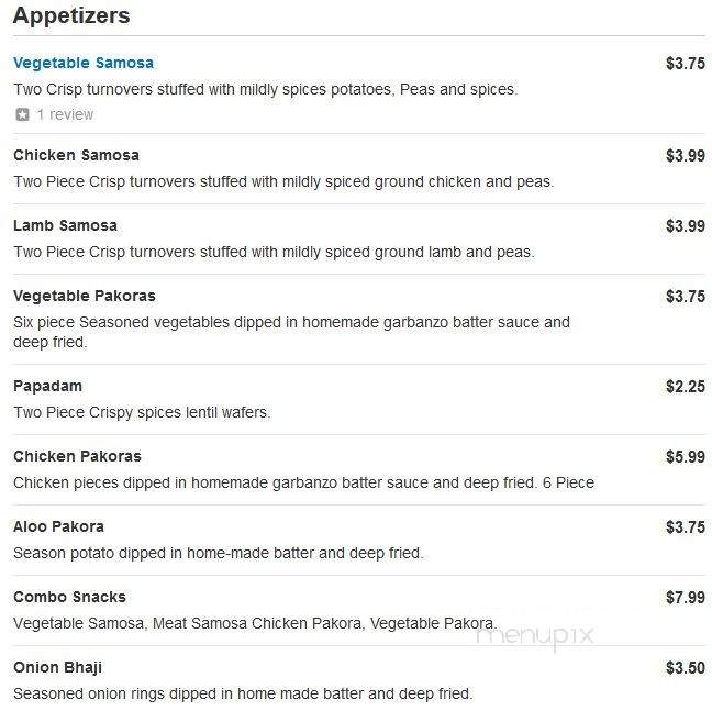 Wah India - Sandy, UT menu_pic