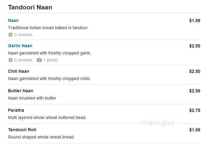 Wah India - Sandy, UT menu_pic