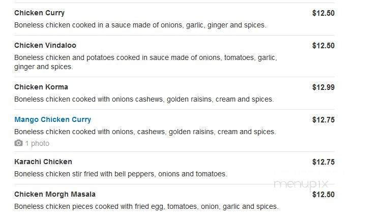 Wah India - Sandy, UT menu_pic