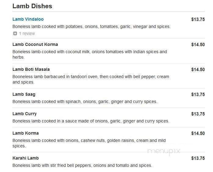 Wah India - Sandy, UT menu_pic