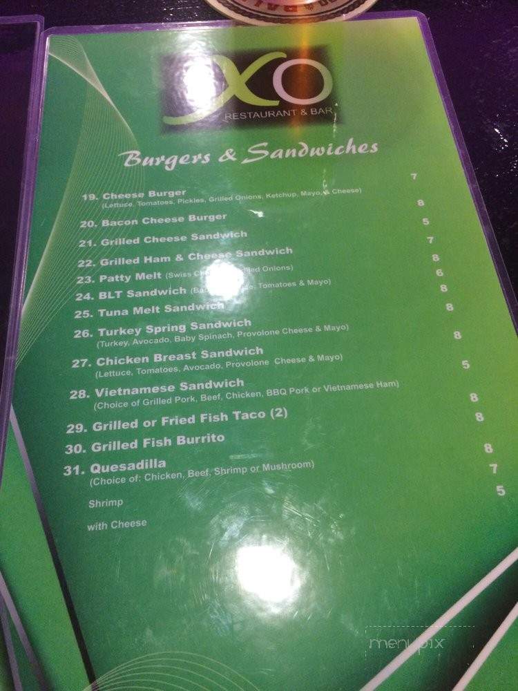 XO Restaurant & Bar - San Diego, CA menu_pic