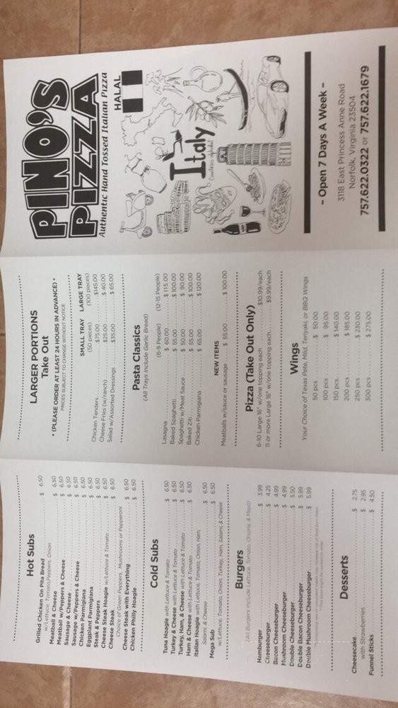 Pino's Pizza - Norfolk, VA menu_pic