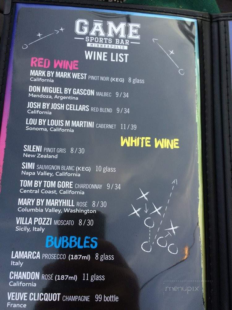 Game Sports Bar - Minneapolis, MN menu_pic
