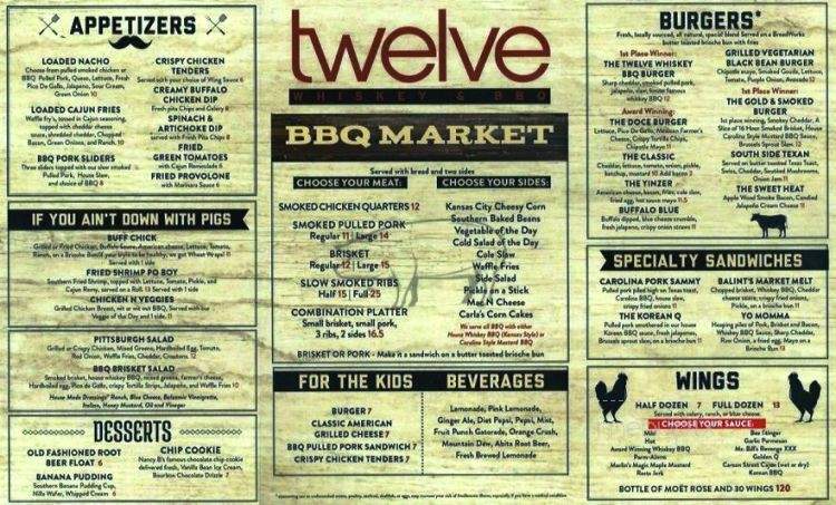 Twelve Whiskey Barbecue - Pittsburgh, PA menu_pic
