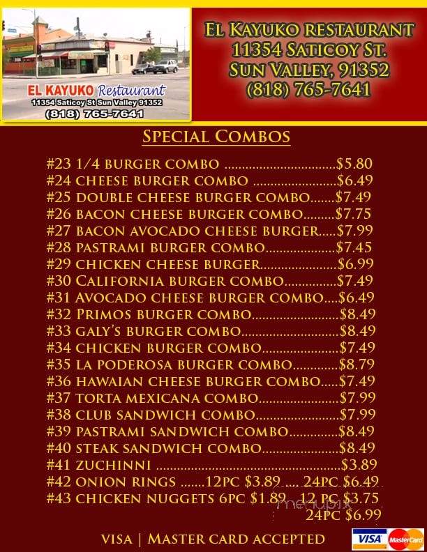 El Kayuko Restaurant - Los Angeles, CA menu_pic