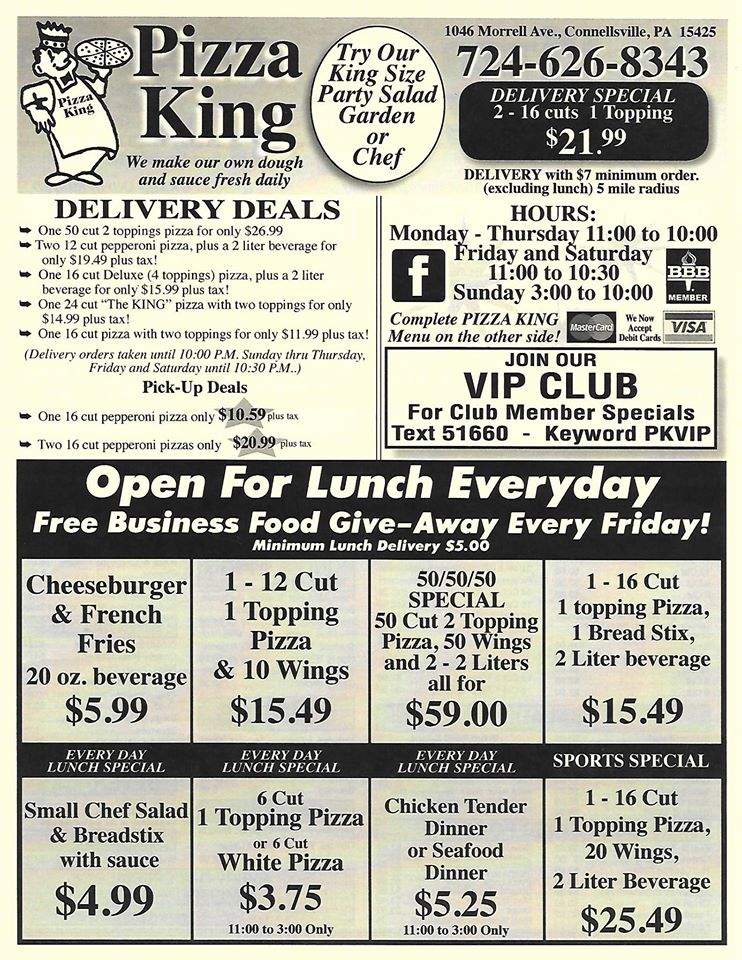 Pizza King - Connellsville, PA menu_pic