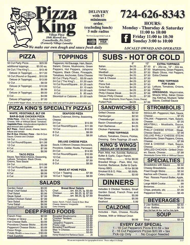Pizza King - Connellsville, PA menu_pic