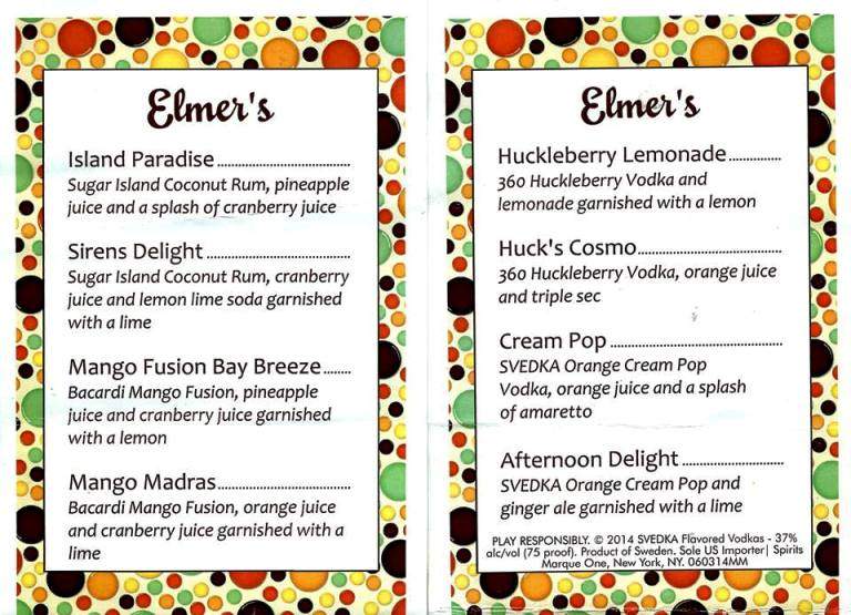 Elmer's Bar & Grill - Burien, WA menu_pic