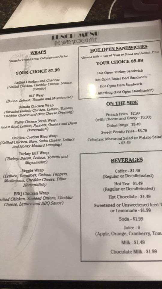 Menu of Silver Spoon Cafe in Ravena, NY 12143
