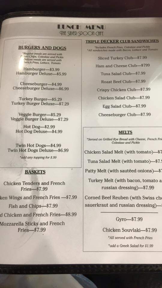 Menu of Silver Spoon Cafe in Ravena, NY 12143
