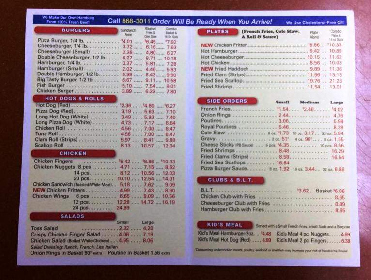 Tasty Food - Van Buren, ME menu_pic