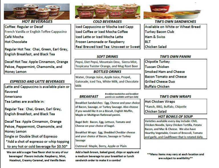 Tim Hortons - Eagan, MN menu_pic