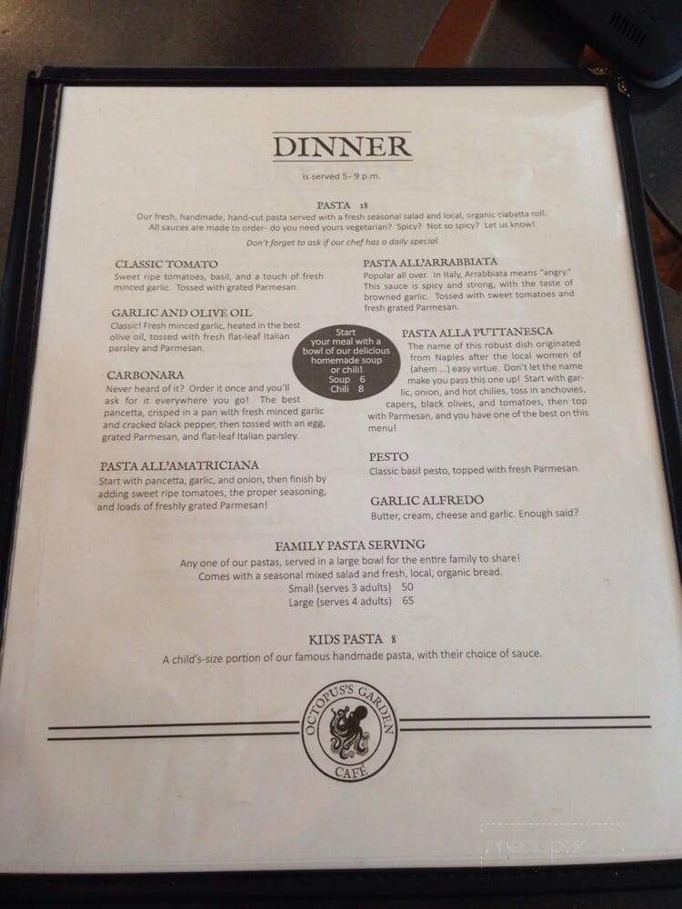 An Octopus' Garden Cafe - Alma, NB menu_pic