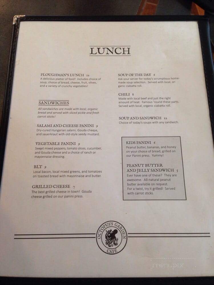 An Octopus' Garden Cafe - Alma, NB menu_pic