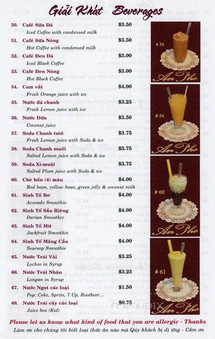 An Pho Vietnamese Restaurant - Surrey, BC menu_pic