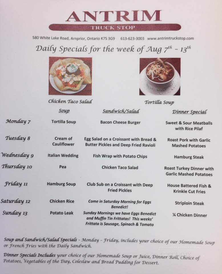 Antrim Truck Stop - Arnprior, ON menu_pic