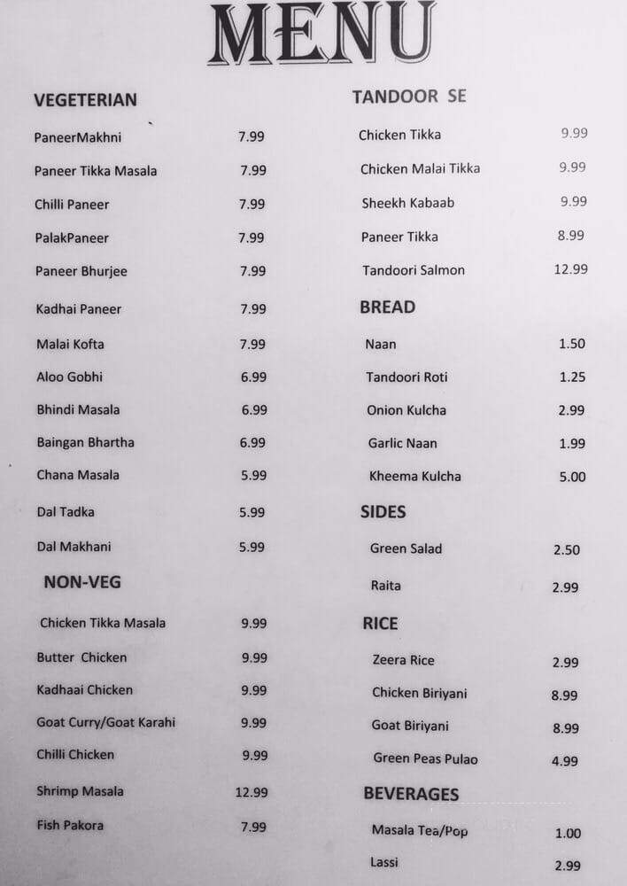 Baba Dhaba - Brampton, ON menu_pic