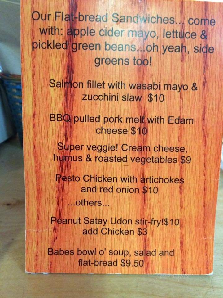 Babes In the Woods Eatery - Galiano Island, BC menu_pic