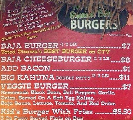 Baja Burger Shack - Ottawa, ON menu_pic