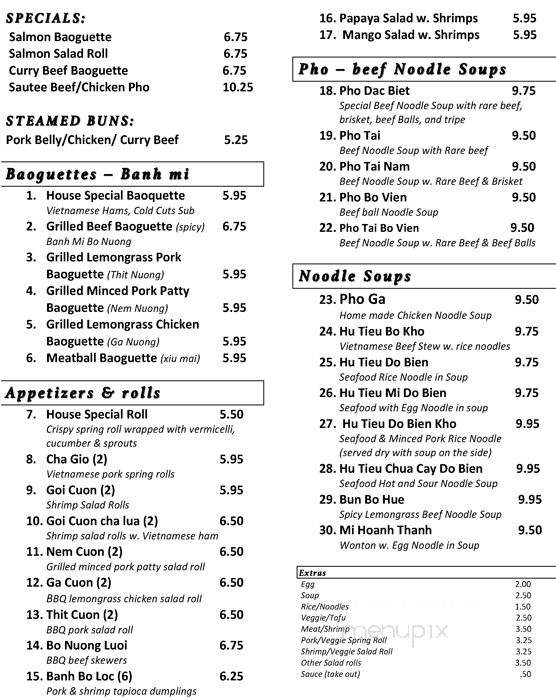 Baoguette Vietnamese Bistro - Vancouver, BC menu_pic