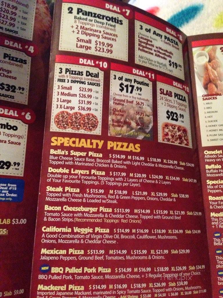 Bella Pizza - Hamilton, ON menu_pic