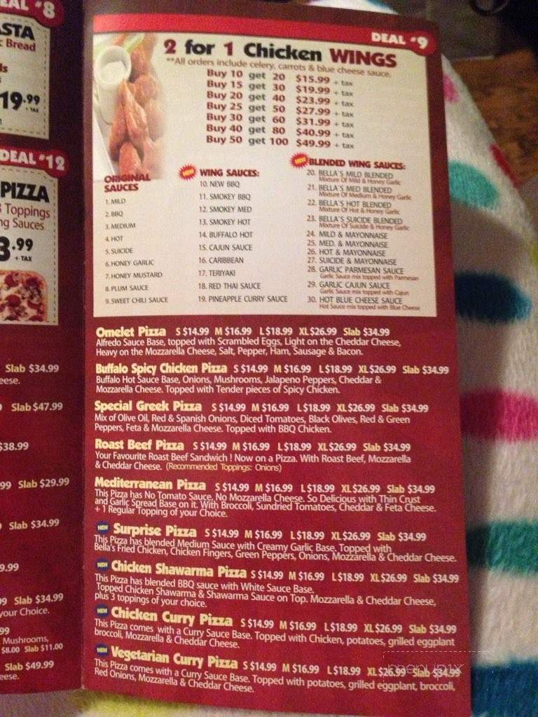Bella Pizza - Hamilton, ON menu_pic