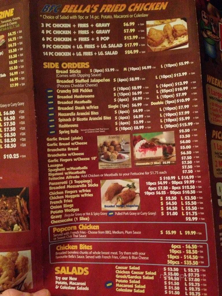 Bella Pizza - Hamilton, ON menu_pic