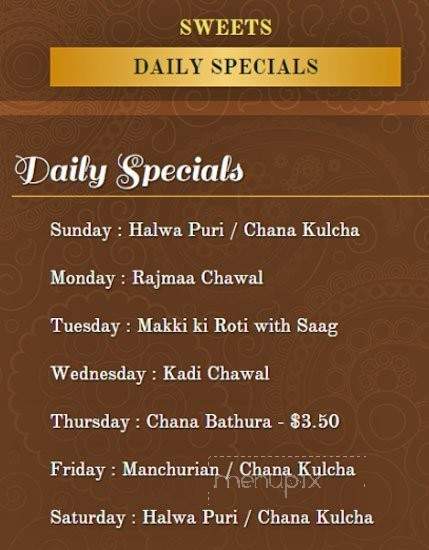 Bengali Sweets & Restaurant - Toronto, ON menu_pic