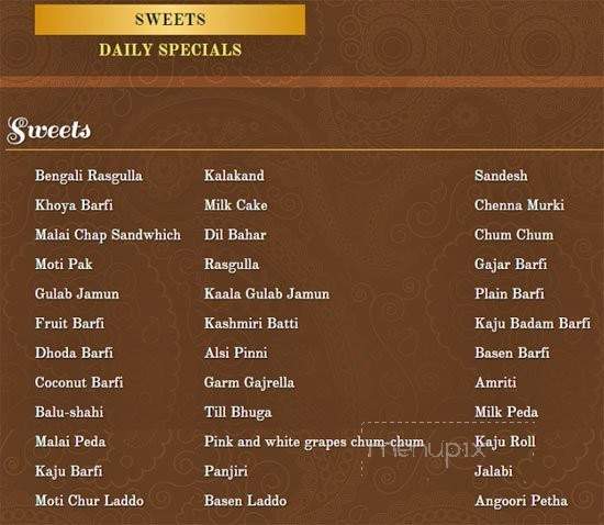 Bengali Sweets & Restaurant - Toronto, ON menu_pic