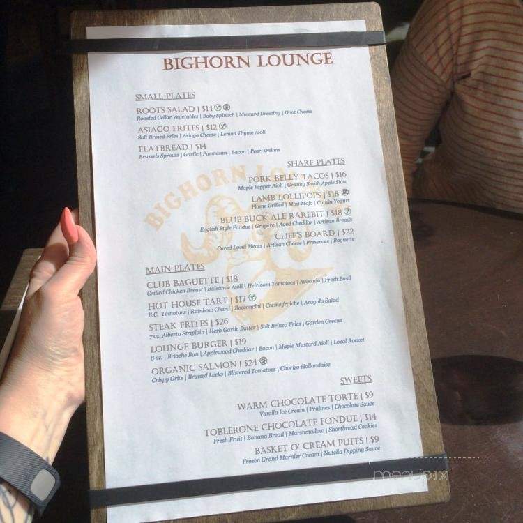 Bighorn Lounge - Kananaskis, AB menu_pic