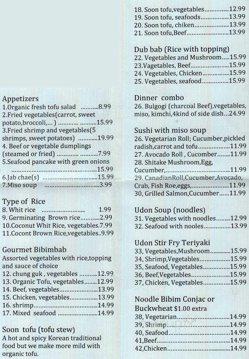Bio Cafe - Toronto, ON menu_pic