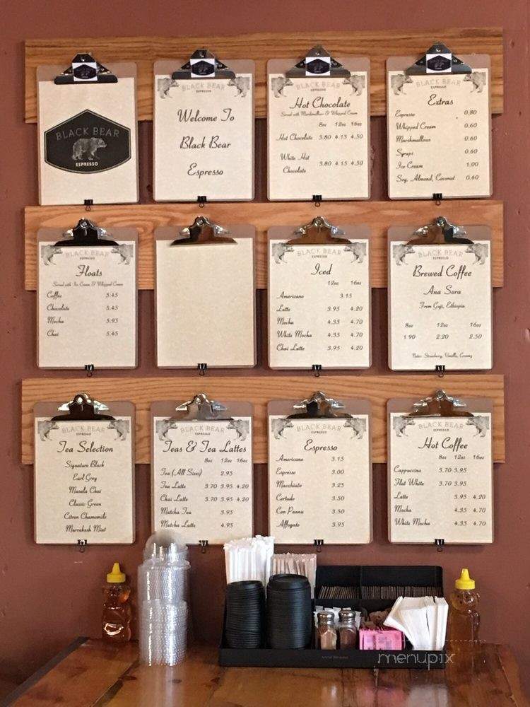 Black Bear Espresso - Toronto, ON menu_pic