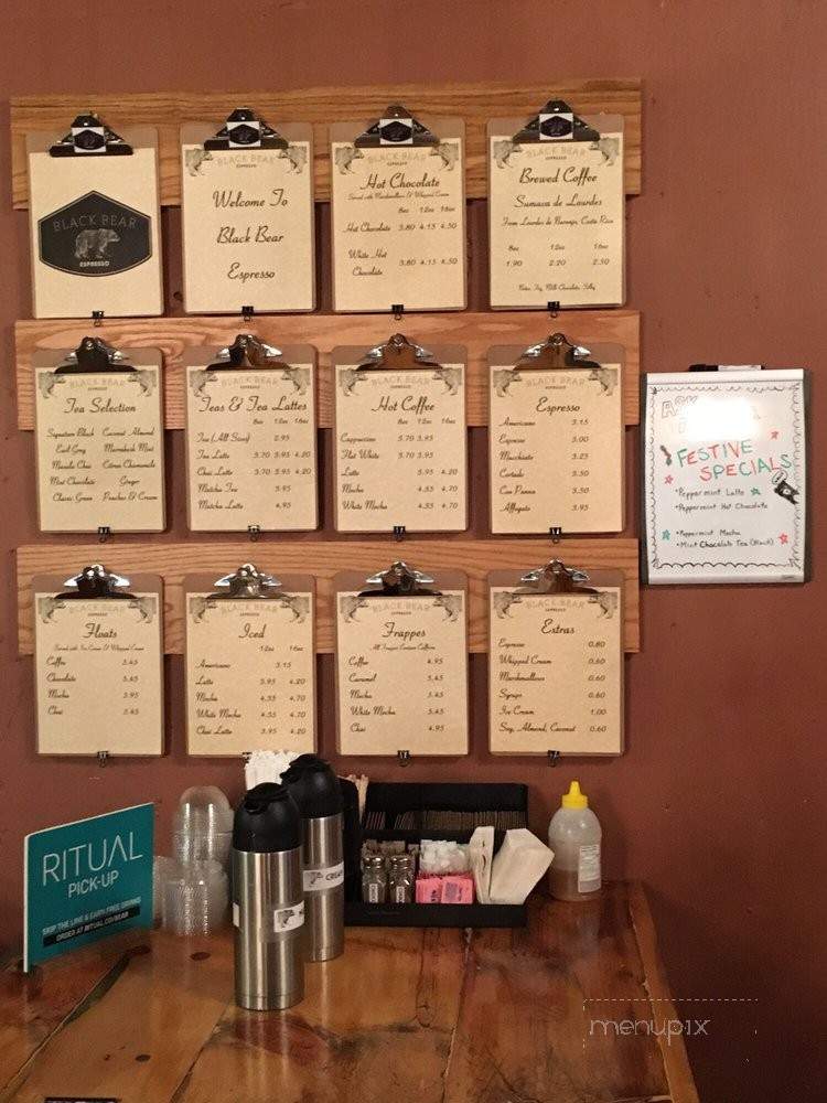 Black Bear Espresso - Toronto, ON menu_pic
