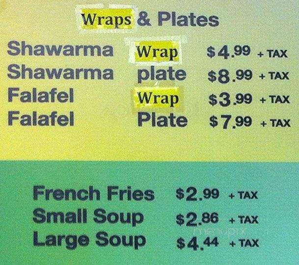 Cafe Gelato - Toronto, ON menu_pic