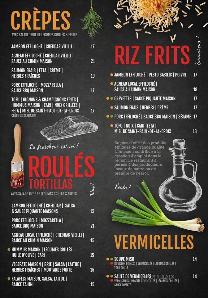Cafe l'Innocent - Rivi?re-du-Loup, QC menu_pic