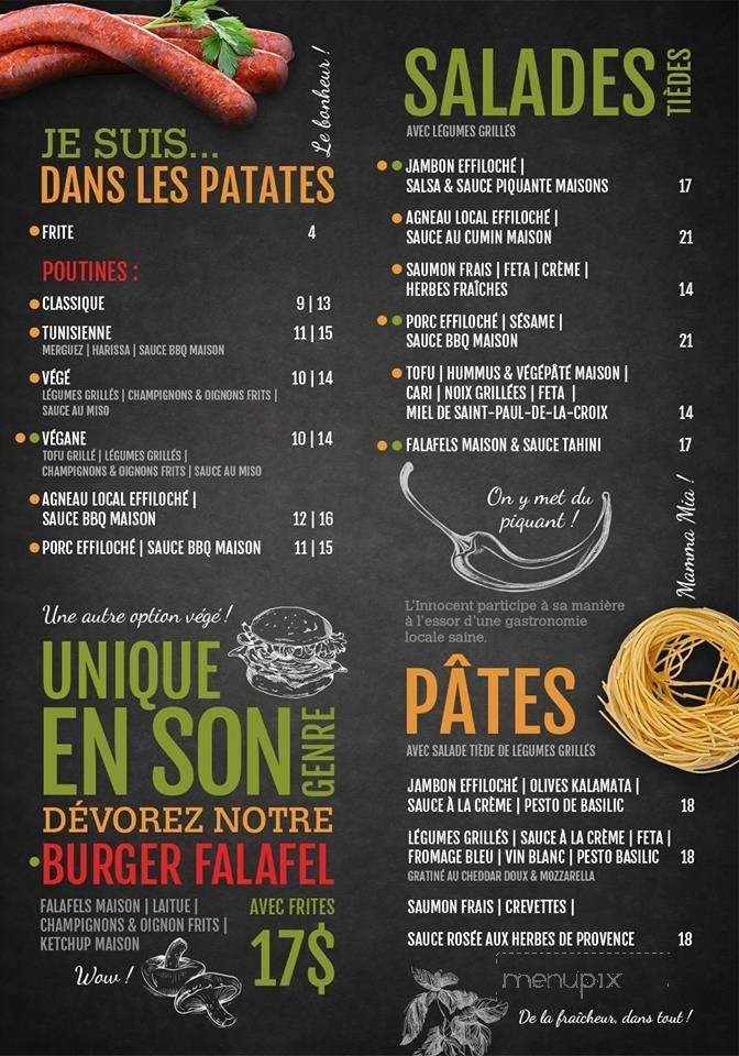 Cafe l'Innocent - Rivi?re-du-Loup, QC menu_pic