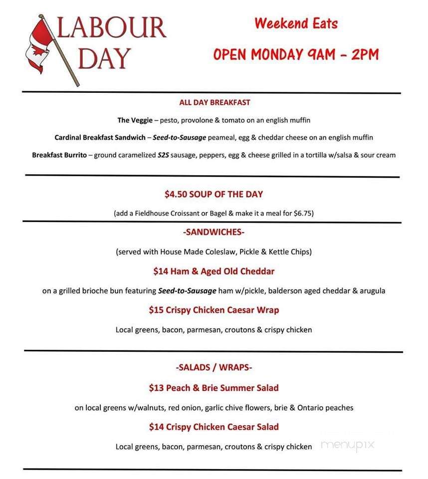 Cardinal Cafe & Shop - Sharbot Lake, ON menu_pic