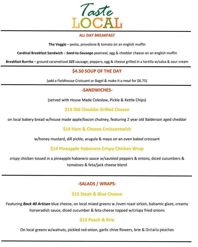Cardinal Cafe & Shop - Sharbot Lake, ON menu_pic