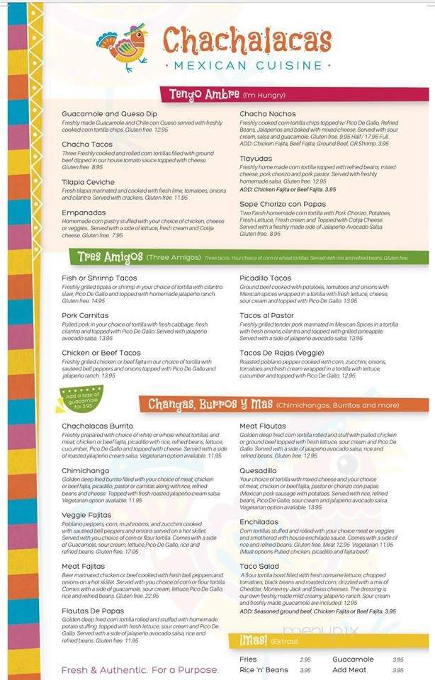 Chachalacas - Regina, SK menu_pic