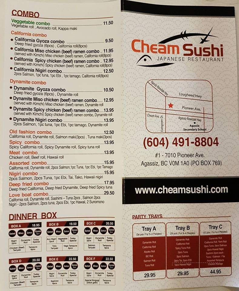 Cheam Sushi - Agassiz, BC menu_pic