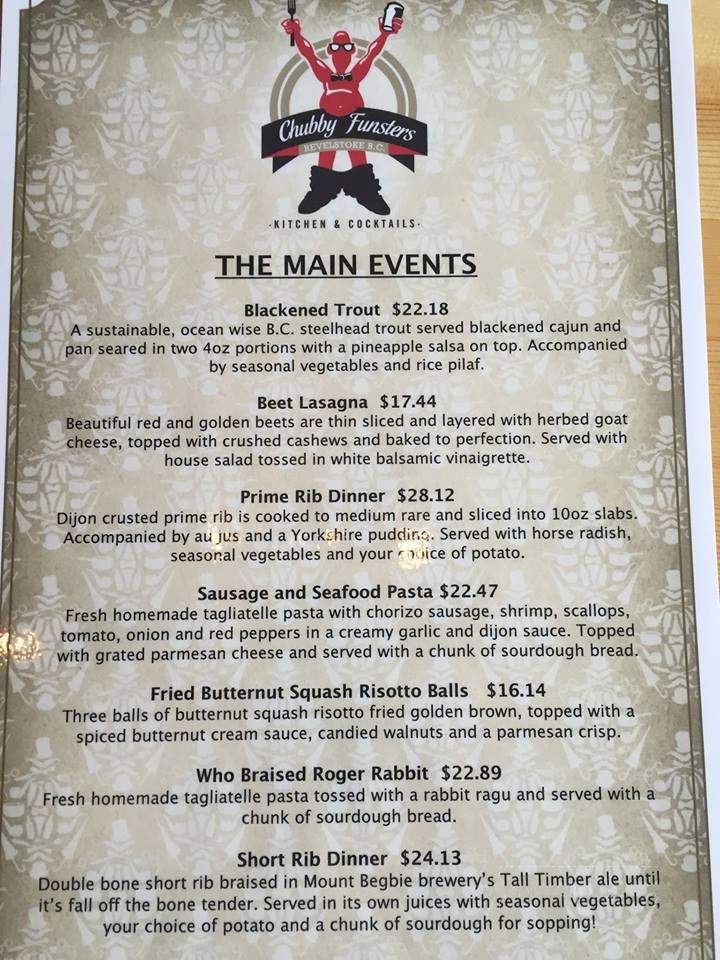 Chubby Funsters Kitchen and Cocktails - Revelstoke, BC menu_pic
