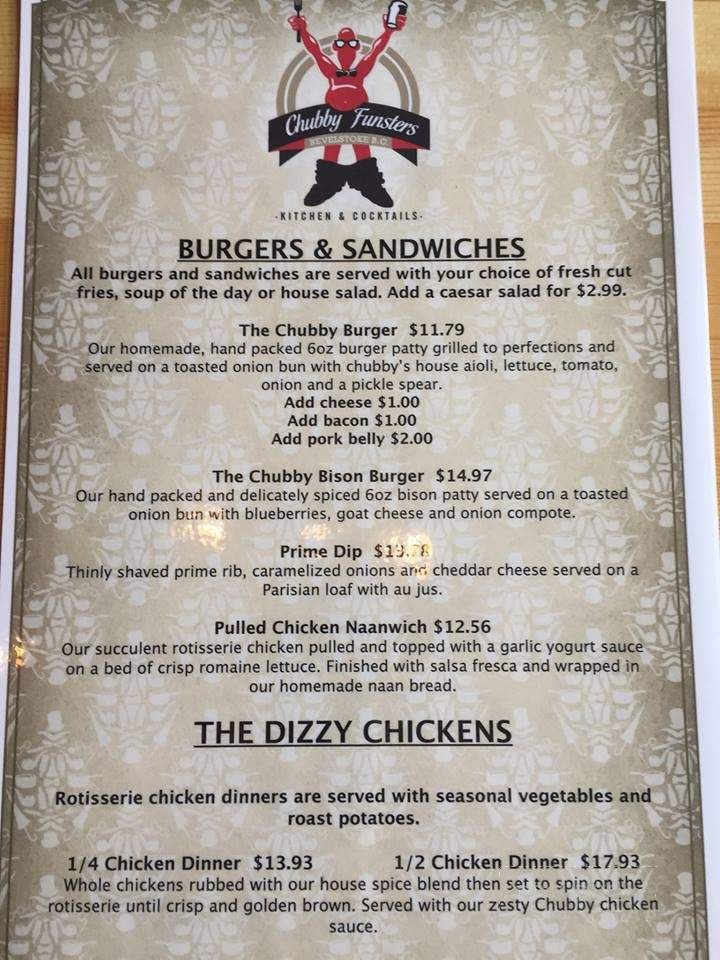 Chubby Funsters Kitchen and Cocktails - Revelstoke, BC menu_pic