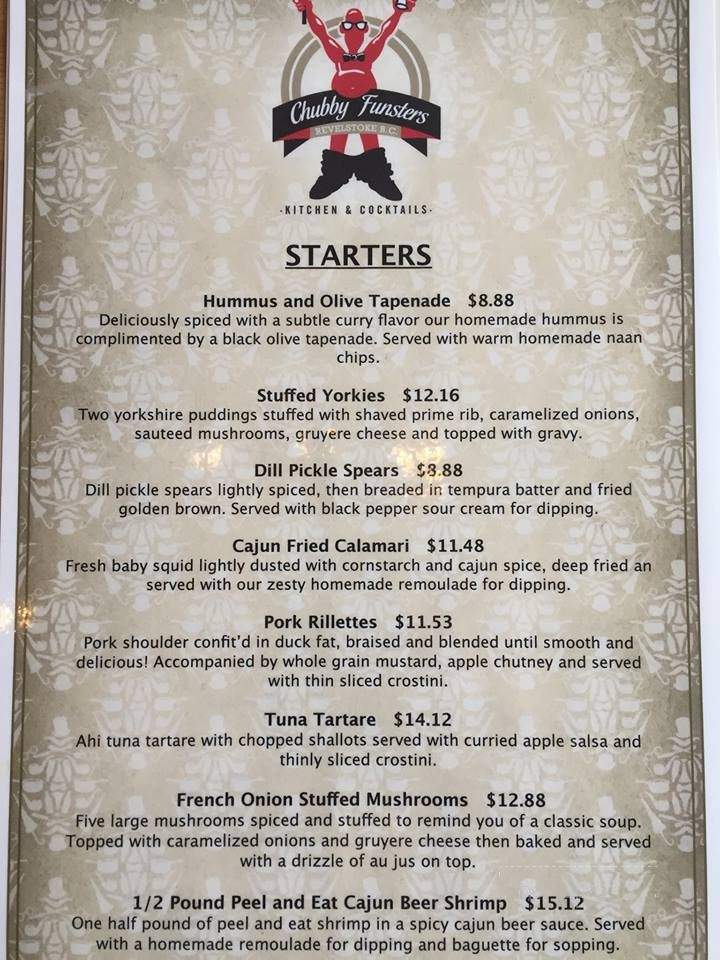 Chubby Funsters Kitchen and Cocktails - Revelstoke, BC menu_pic