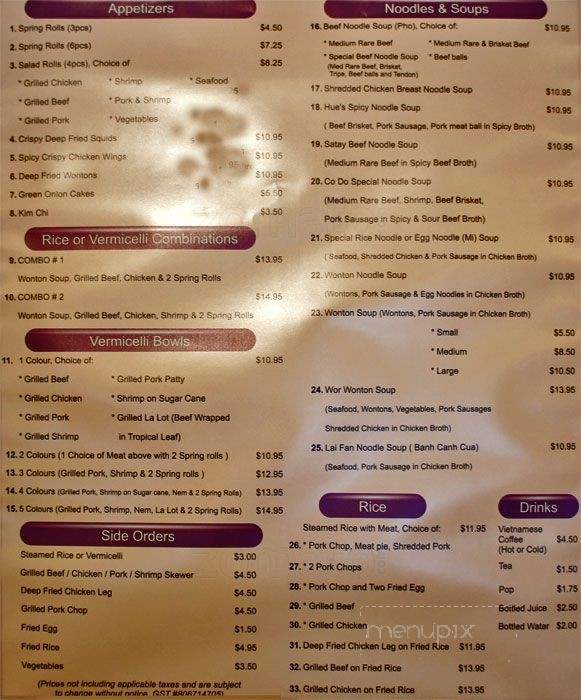 Co Do Hue Dine In & Take Out - Edmonton, AB menu_pic